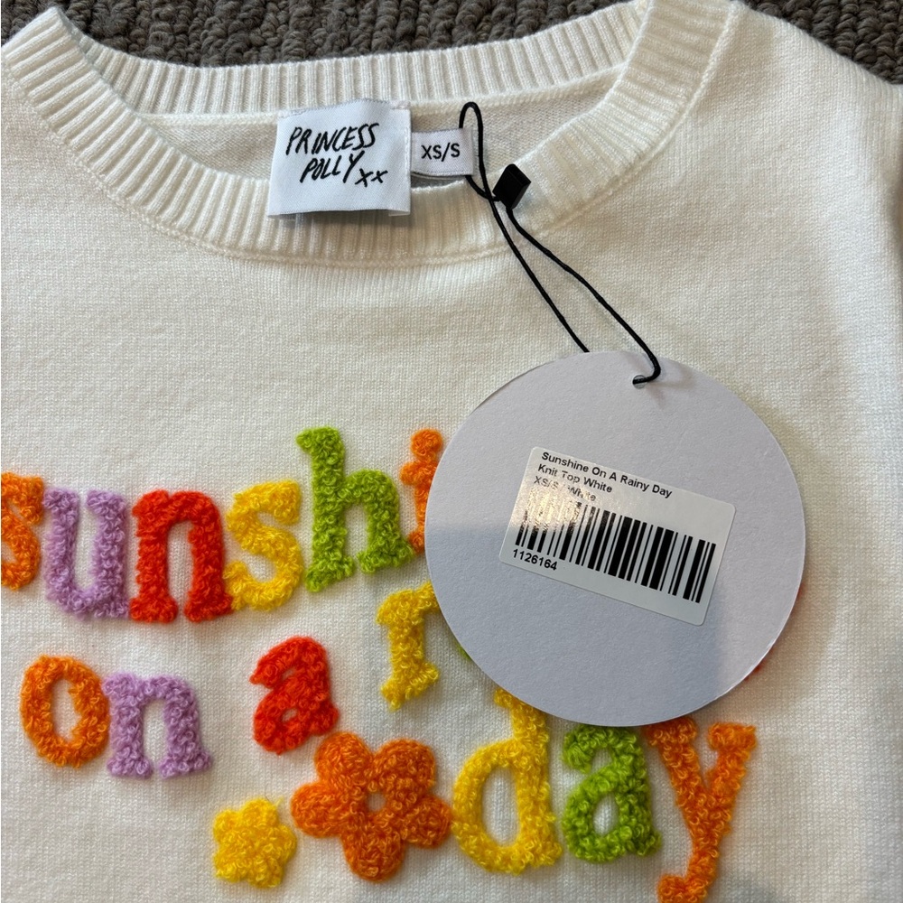 NEW Princess Polly is White Graphic knit top - Picture 9 of 15
